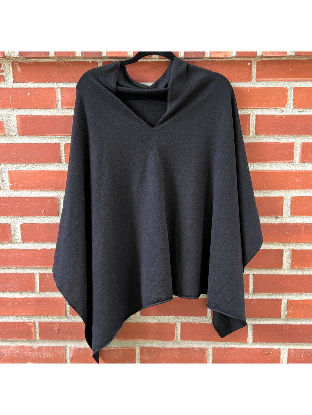 Black Draped Poncho Cape Top